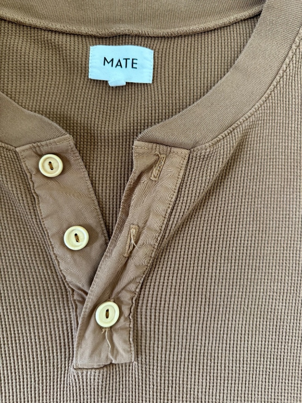 MATE the Label | Tawny Brown Waffle Henley - Picture 7 of 7